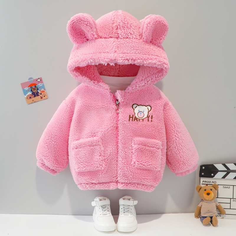 Dječji debeli zimski kaput s kapuljom, fleece podstavljan, zatvarač, crtani uzorak, unisex, za dob 1–3 godine