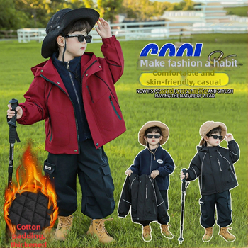 Zēnu ziemas 3-in-1 jaka, kokvilnas pildījums, kapuce ar noņemamu iekšpusi, 100% poliesteris, mitruma novadīšana, 7–12 gadi