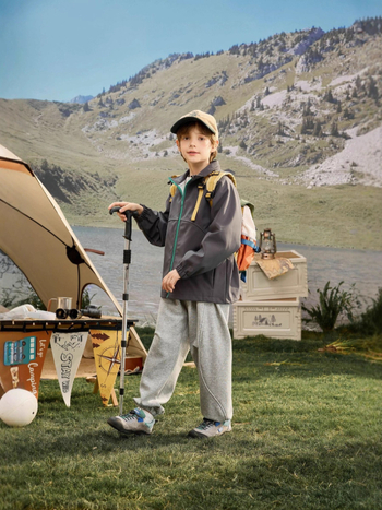 Soft Shell jaka vecākiem bērniem 7-12 gadiem, vēja un ūdensizturīga, ar kapuci, poliesters