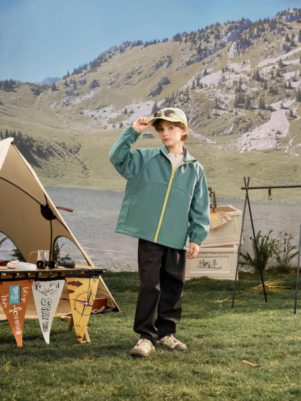 Soft Shell jaka vecākiem bērniem 7-12 gadiem, vēja un ūdensizturīga, ar kapuci, poliesters