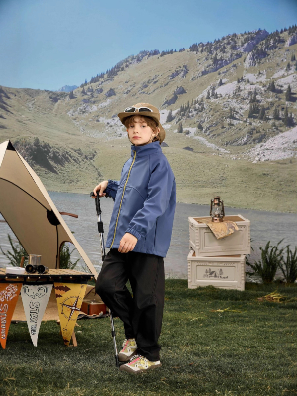 Soft Shell jaka vecākiem bērniem 7-12 gadiem, vēja un ūdensizturīga, ar kapuci, poliesters