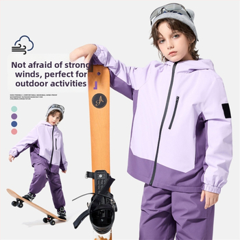 Bērnu ārējā jaka ar kapuci, ūdensnecaurlaidīga 1000 mm, vēja izturīga un siltumizturīga, 100% poliesteris