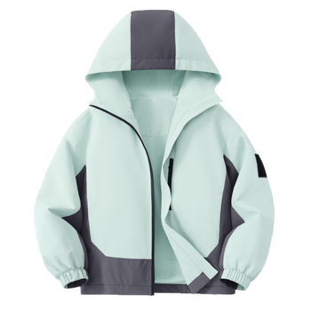 Bērnu ārējā jaka ar kapuci, ūdensnecaurlaidīga 1000 mm, vēja izturīga un siltumizturīga, 100% poliesteris