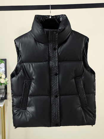 Elegantna vesta s stojećim ovratnikom, punjenje od puhastog pamuka i vanjska tkanina od poliestera – Zima 2025