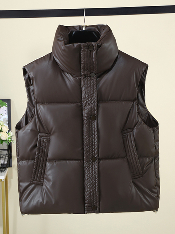 Elegantna vesta s stojećim ovratnikom, punjenje od puhastog pamuka i vanjska tkanina od poliestera – Zima 2025