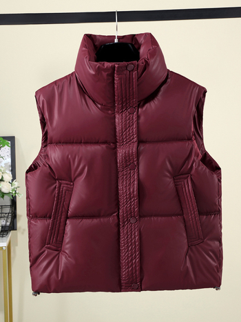 Elegantna vesta s stojećim ovratnikom, punjenje od puhastog pamuka i vanjska tkanina od poliestera – Zima 2025