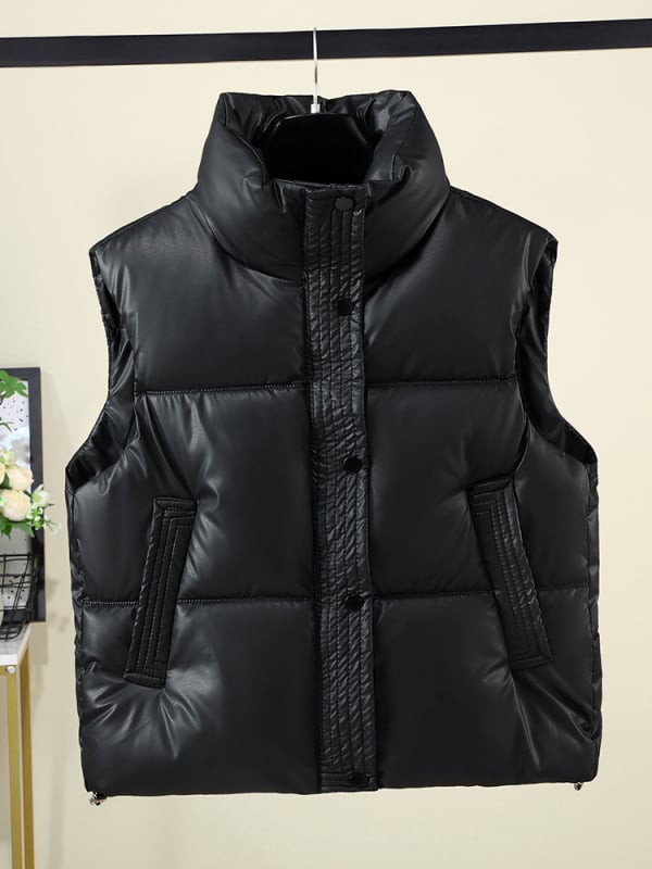 Elegantna vesta s stojećim ovratnikom, punjenje od puhastog pamuka i vanjska tkanina od poliestera – Zima 2025