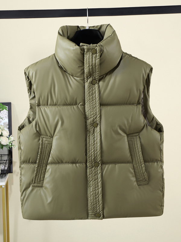 Elegantna vesta s stojećim ovratnikom, punjenje od puhastog pamuka i vanjska tkanina od poliestera – Zima 2025