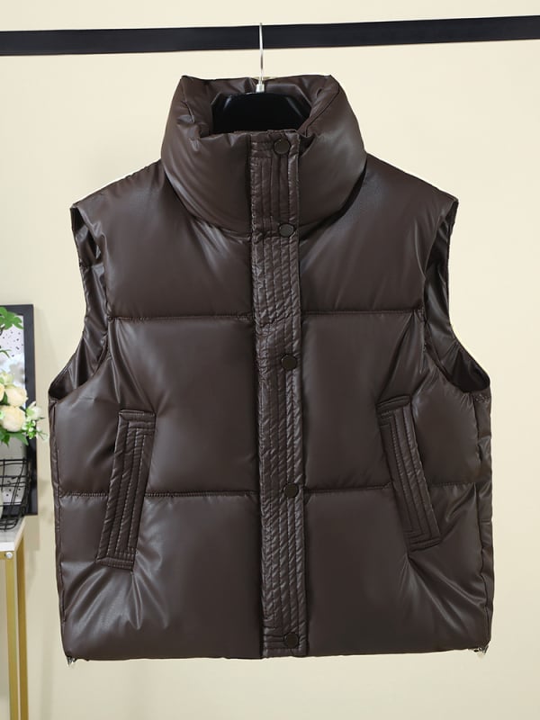 Elegantna vesta s stojećim ovratnikom, punjenje od puhastog pamuka i vanjska tkanina od poliestera – Zima 2025