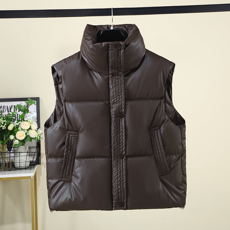 Elegantna vesta s stojećim ovratnikom, punjenje od puhastog pamuka i vanjska tkanina od poliestera – Zima 2025