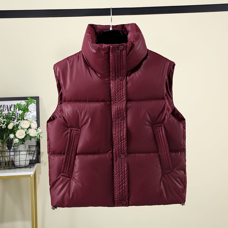 Elegantna vesta s stojećim ovratnikom, punjenje od puhastog pamuka i vanjska tkanina od poliestera – Zima 2025