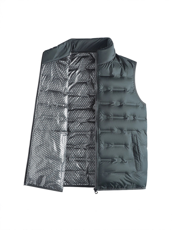 Veste ar pīļu pūdu pildījumu un grafēna oderi, stāvošā apkakle, rāvējslēdzējs, šaurs piegriezums