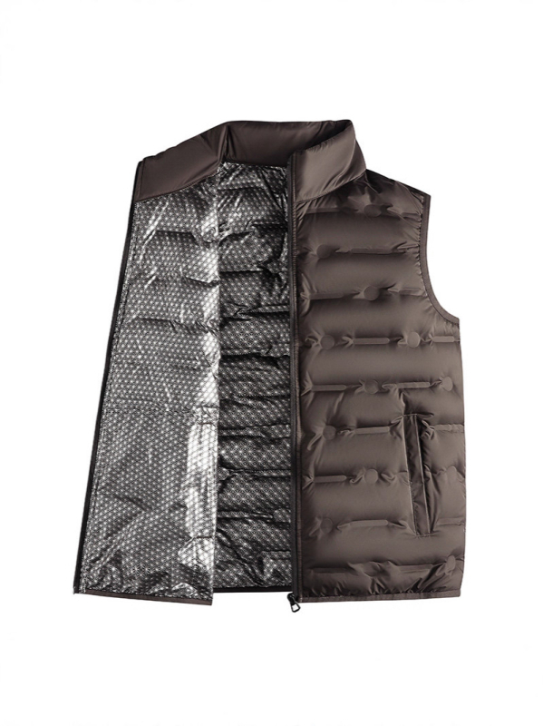 Veste ar pīļu pūdu pildījumu un grafēna oderi, stāvošā apkakle, rāvējslēdzējs, šaurs piegriezums