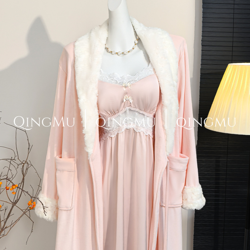 Dvodijelni pidžama set od Island Velvet s V-izrezom i dugim rukavima, debljina 251–300 g/m²