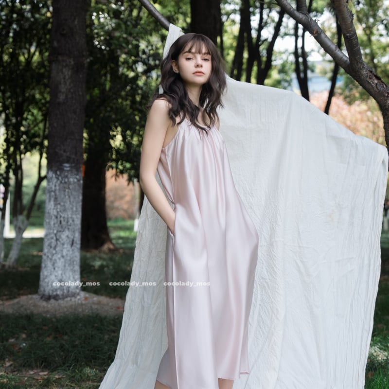 Noćna haljina s trakama od Tencel Lyocell, duga, lagana, prozračna, stil vila