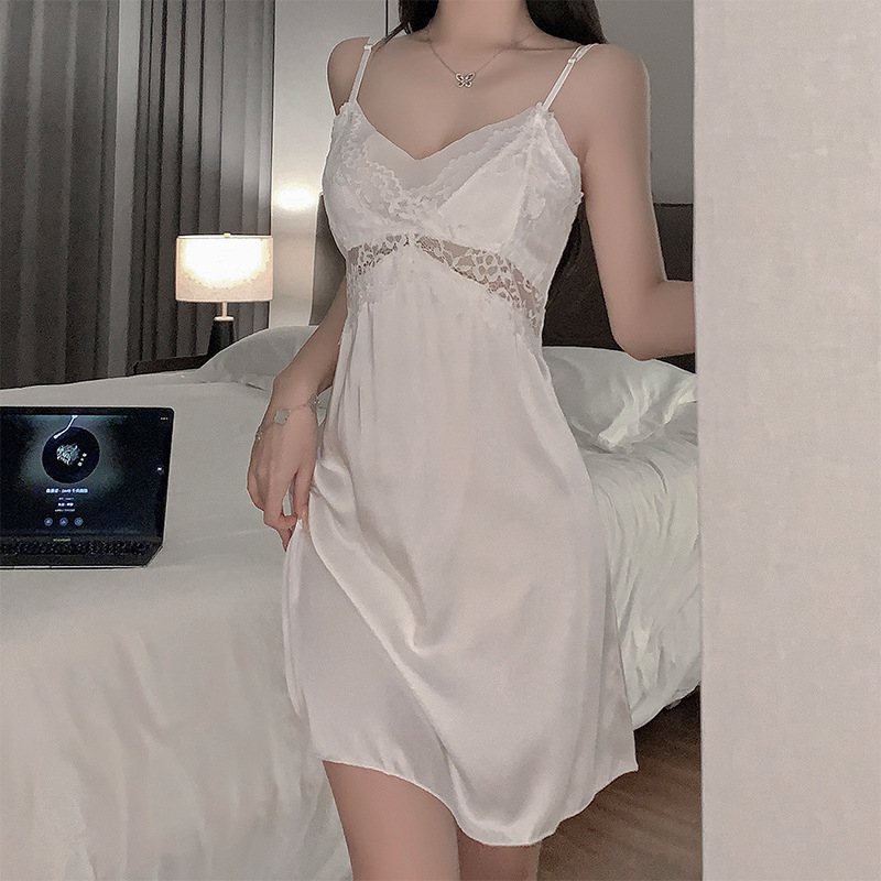 Seksi čipkasta camisole noćna haljina s umetcima za grudne košarice – žensko donje rublje i set kućne odjeće