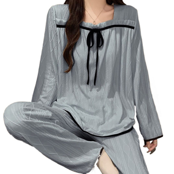 Ženski pyjamski set, jednostavan stil, tkanina od pamuka, izuzetno debela tkanina 501–600 g/m², četvrtasti ovratnik, top bez rukava i hlače