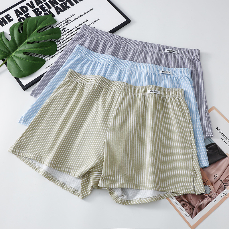 Vīriešu 100% kokvilnas antibakteriālas elpojošas bokseršortus nakts biksēm mājas apģērbam, vidējā josta, gluda austs, vienkrāsainas