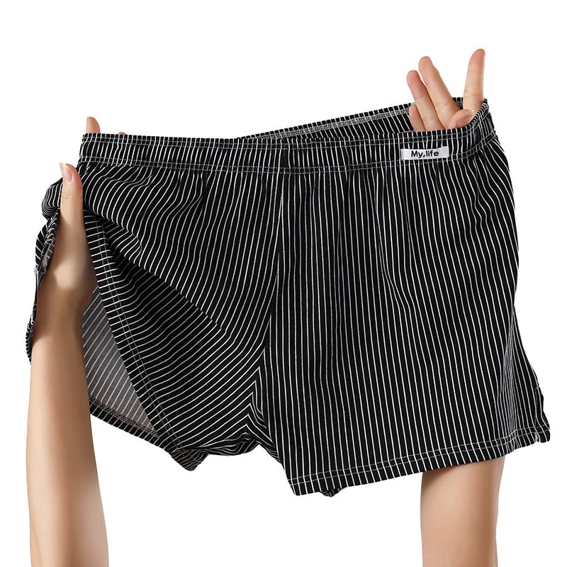 Vīriešu 100% kokvilnas antibakteriālas elpojošas bokseršortus nakts biksēm mājas apģērbam, vidējā josta, gluda austs, vienkrāsainas