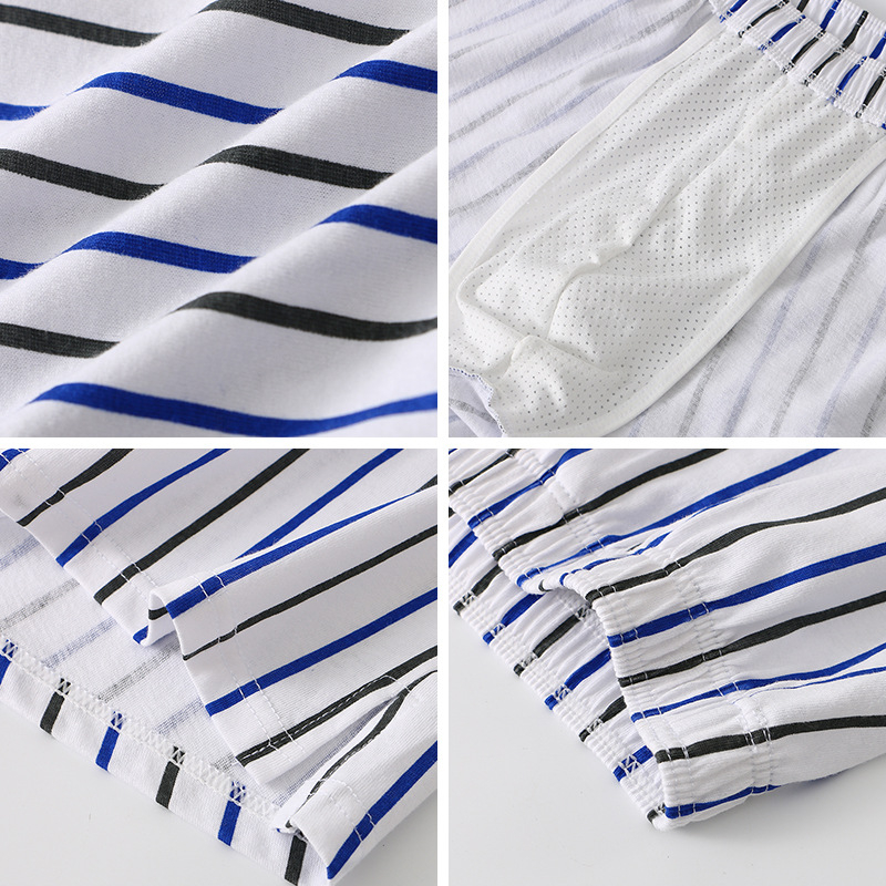 Vīriešu svītrainas kokvilnas bokseršorti, elpojoši, brīva piegriezums, vidukļa vidējais augstums