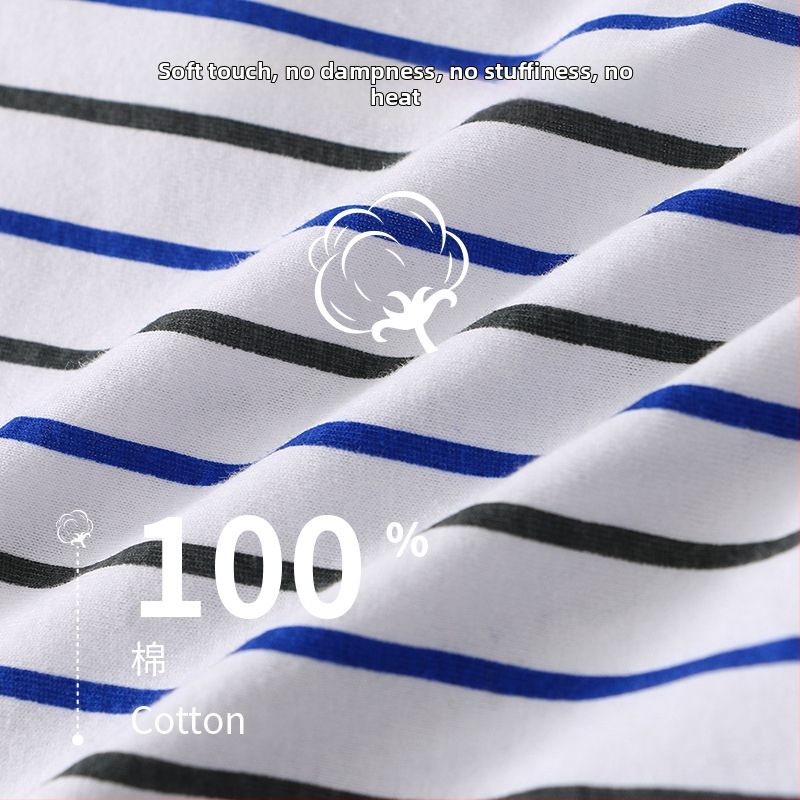 Vīriešu svītrainas kokvilnas bokseršorti, elpojoši, brīva piegriezums, vidukļa vidējais augstums