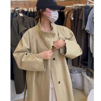 Ženski windbreaker srednje duljine s stojećim ovratnikom i reverom, za proleće i jesen, korejski stil, opušten kroj, kaiš za struk, britanski stil