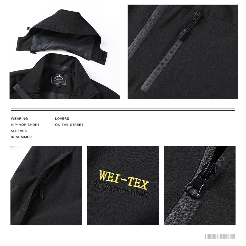 Vyrų softshell striukė, vėją laidanti ir atspari vandeniui, su gobtuvu, užtrauktuku, poliesterio išorė ir poliesterio pamušalas