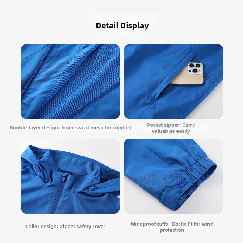 Vaikų lauko sportinė striukė - vėjo atspari ir vandeniui atspari, su nuimamu gobtuvu, stovinti apykaklė, poliesterio audinys