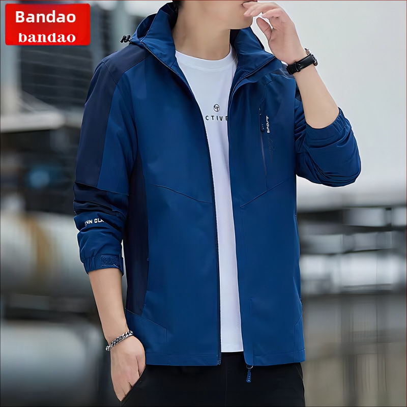 Vyrų vėjui atspari striukė su gobtuvu - plonas kirpimas, stovinčios apykaklės, užtrauktukas, Modal audinys su triušio plaukais, pamušalas 100%, pavasaris 2024