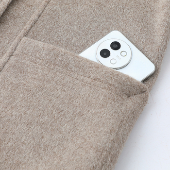 Sieviešu vilnas divpusēja jaka – Elegantais pilsētas stila rudens 2025 izdevums, bez gludināšanas, galvenais materiāls vilna, galvenais sastāvs poliester virs 95%, sekundārais poliester līdz 30%