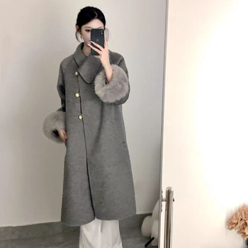 Palto din Chenille gros cu model geometric, guler înclinat, fără mâneci, buzunare
