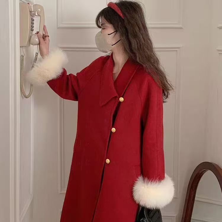 Palto din Chenille gros cu model geometric, guler înclinat, fără mâneci, buzunare