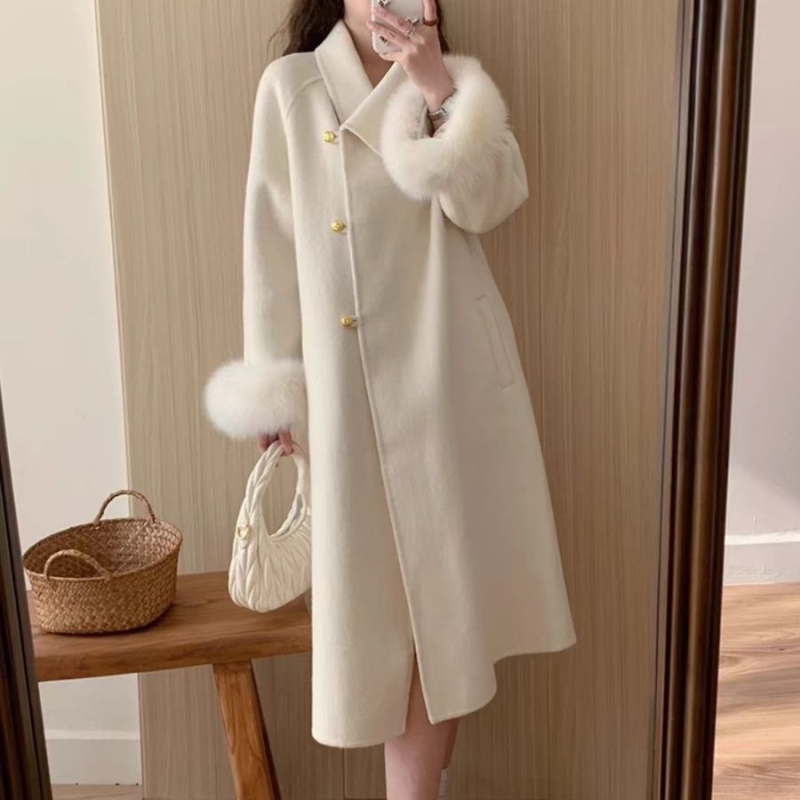 Palto din Chenille gros cu model geometric, guler înclinat, fără mâneci, buzunare