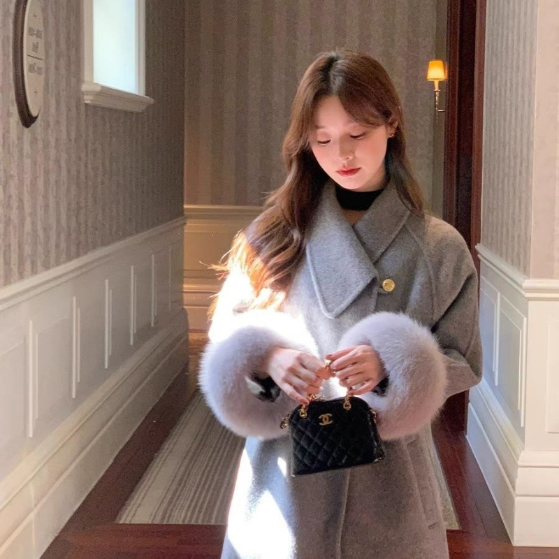 Palto din Chenille gros cu model geometric, guler înclinat, fără mâneci, buzunare