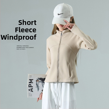 Moterų vėjo atsparus paltas su stovinčia apykakle, nano velūras, stora fleece įdėklas, užtrauktukas