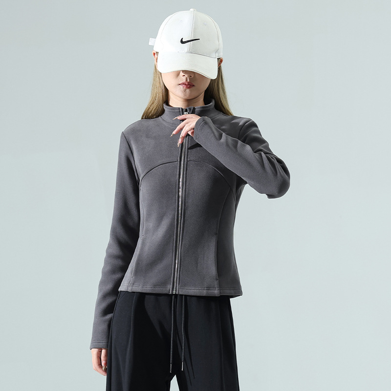 Moterų vėjo atsparus paltas su stovinčia apykakle, nano velūras, stora fleece įdėklas, užtrauktukas