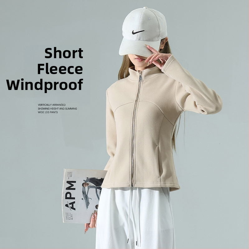 Moterų vėjo atsparus paltas su stovinčia apykakle, nano velūras, stora fleece įdėklas, užtrauktukas