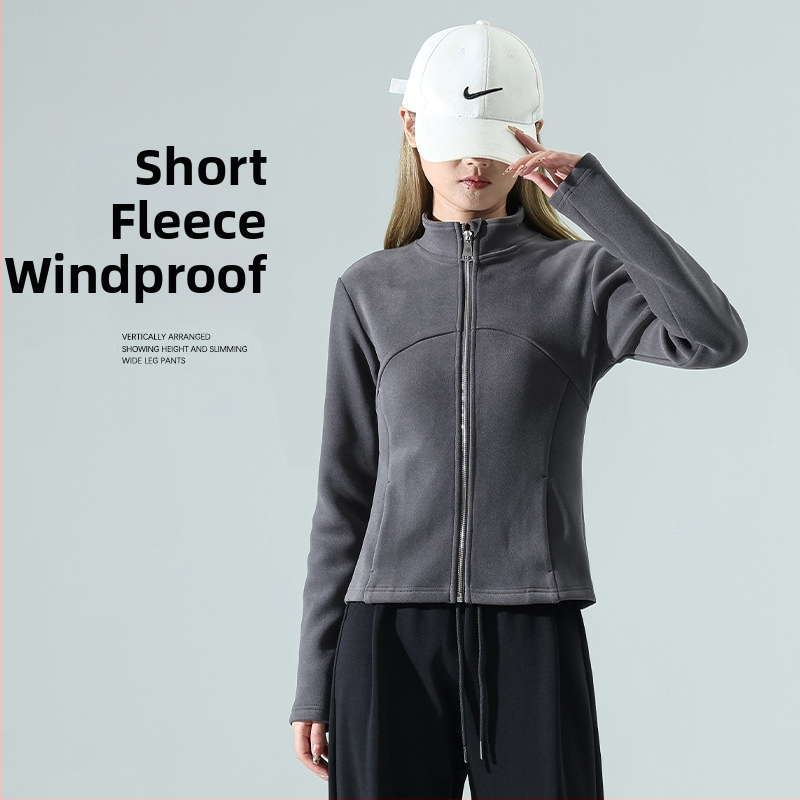 Moterų vėjo atsparus paltas su stovinčia apykakle, nano velūras, stora fleece įdėklas, užtrauktukas