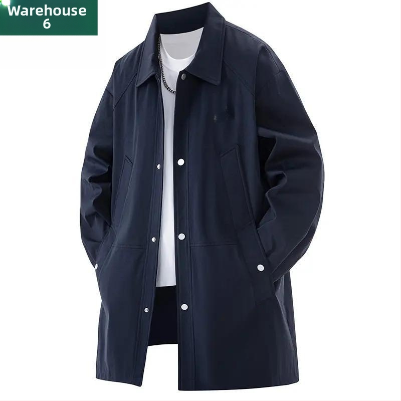 Vyriskas palto su lakplėnės apykakle, užtrauktukas uždarymas, laisvas kirpimas, ilgesnis ilgis, poliesterio-Lycra audinys