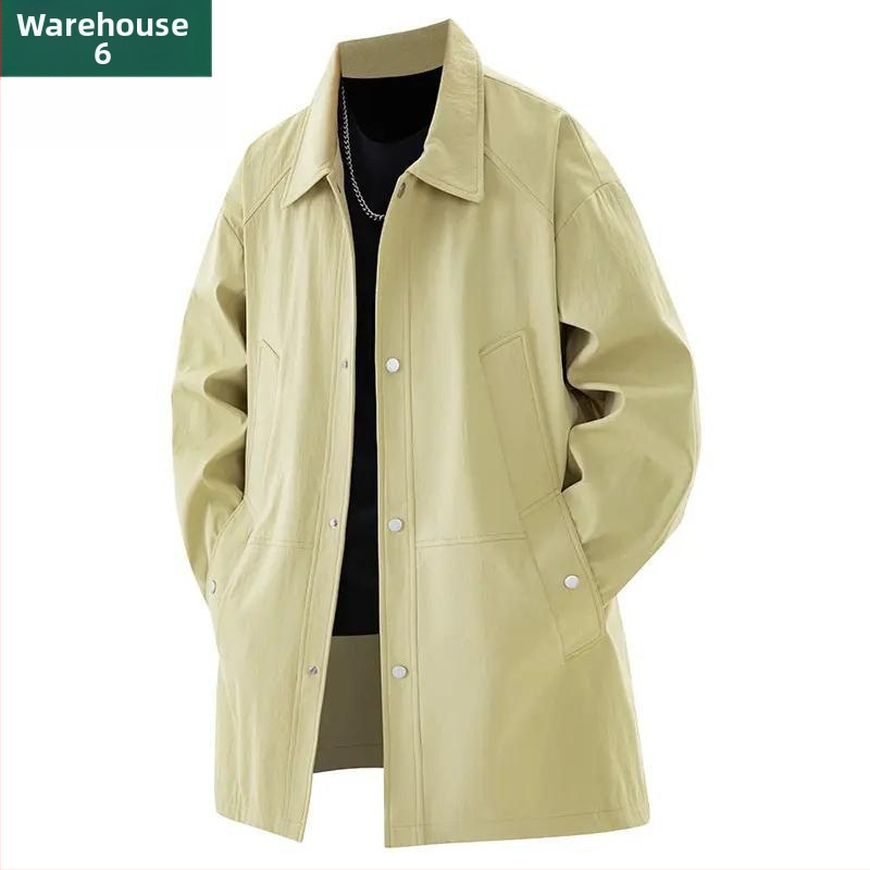 Vyriskas palto su lakplėnės apykakle, užtrauktukas uždarymas, laisvas kirpimas, ilgesnis ilgis, poliesterio-Lycra audinys