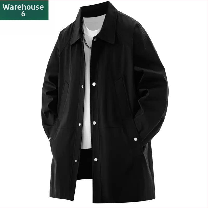 Vyriskas palto su lakplėnės apykakle, užtrauktukas uždarymas, laisvas kirpimas, ilgesnis ilgis, poliesterio-Lycra audinys