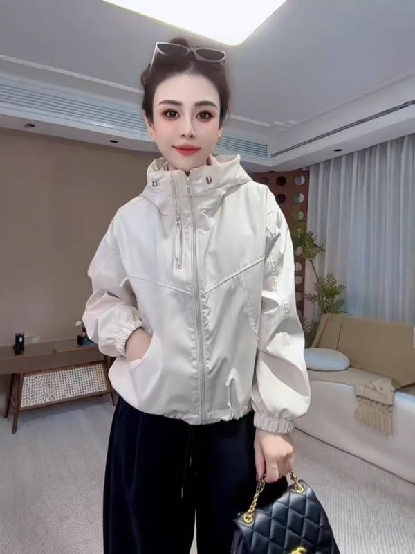 Plonas 3-in-1 gobtuvinė striukė su gobtuvu, vėjo atspari, laisvas kirpimas, pavasaris 2025, poliesteris