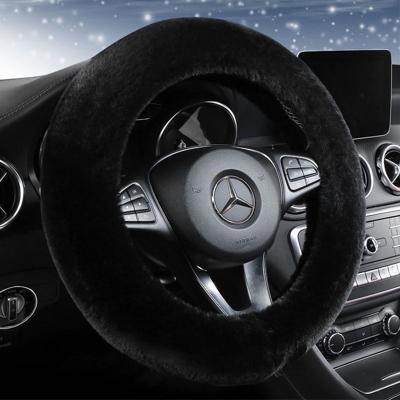 Κάλυμμα τιμονιού αυτοκινήτου από βελούδινο ύφασμα – χειμερινό, universal, αρχικό στυλ, Good luck