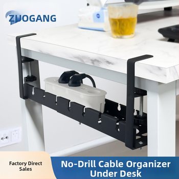 Zem galda teleskopisks kabelu vadības plaukts - bez urbšanas, auksti valcēts tērauds, pulverkrāsojums, Zuo Gang zīmols