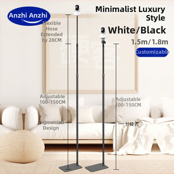 Grīdas statīvs mājas novērošanai ar 360° rotējošu galvu, metāla rāmis ar smidzināšanas pārklājumu, piemērots iekštelpu uzraudzībai.