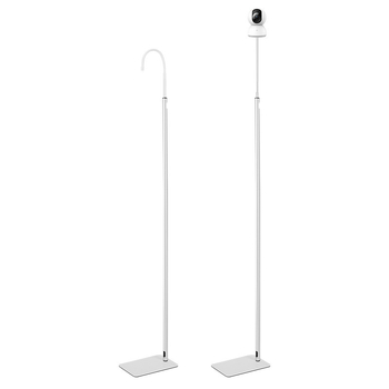 Grīdas statīvs mājas novērošanai ar 360° rotējošu galvu, metāla rāmis ar smidzināšanas pārklājumu, piemērots iekštelpu uzraudzībai.