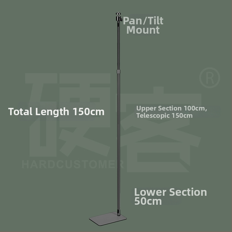 Grīdas statīvs mājas novērošanai ar 360° rotējošu galvu, metāla rāmis ar smidzināšanas pārklājumu, piemērots iekštelpu uzraudzībai.