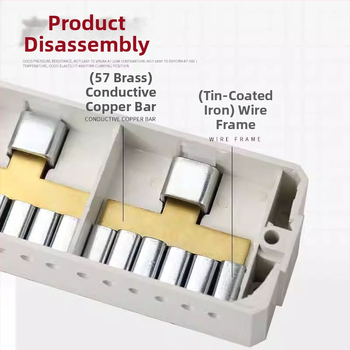 Aukštos įtampos terminalo blokas su vario korpusu, paskirstymo dėžė su dviem įėjimais ir keliomis išvestimis