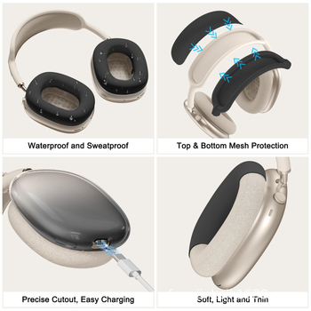 Защитен калъф за AirPods Max – силиконов, инжекционно формован, универсален, полупрозрачен, персонализиран