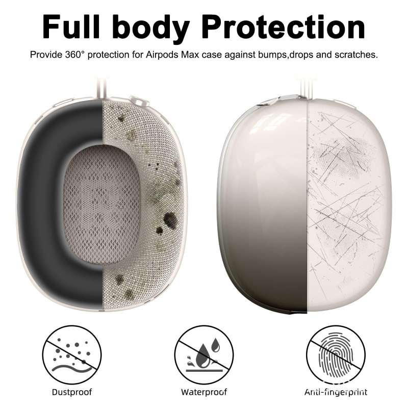 Защитен калъф за AirPods Max – силиконов, инжекционно формован, универсален, полупрозрачен, персонализиран